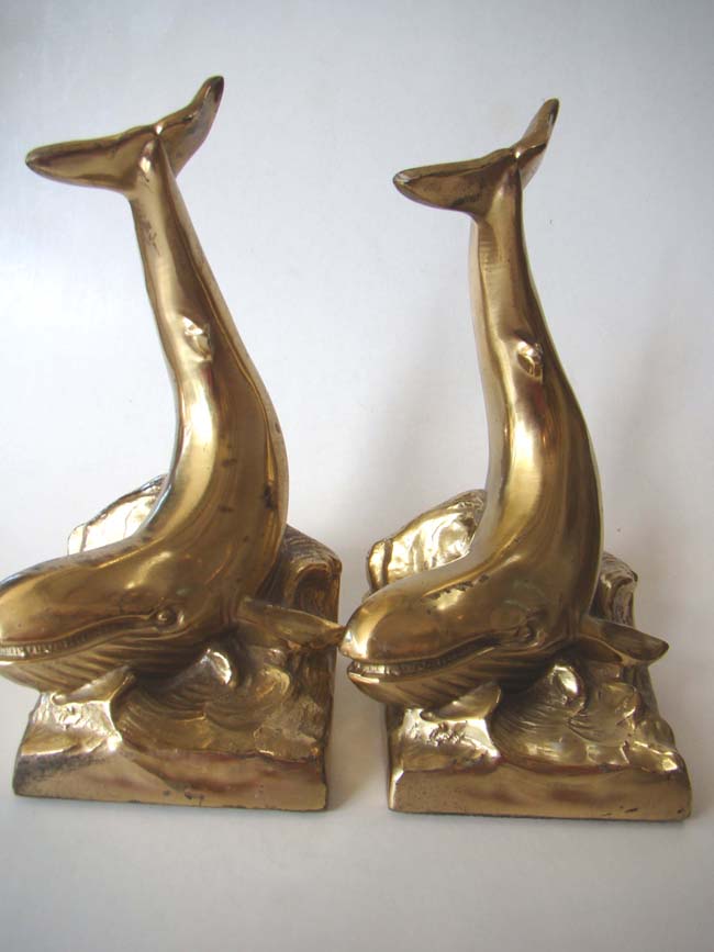 A pair of brass Whale bookends made by PM Craftsman circa 1960